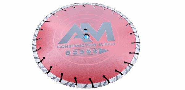 Masonry diamond blade for cutting masonry materials such as brick, block, and concrete, featuring segmented edges and a metal core for durability and precision